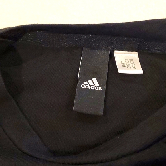 Black adidas Three Stripe Slim Tee - Picture 2 of 6